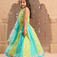 Jaipur Girls Green Cotton Lehanga and Choli with Dupata Ethnic Set