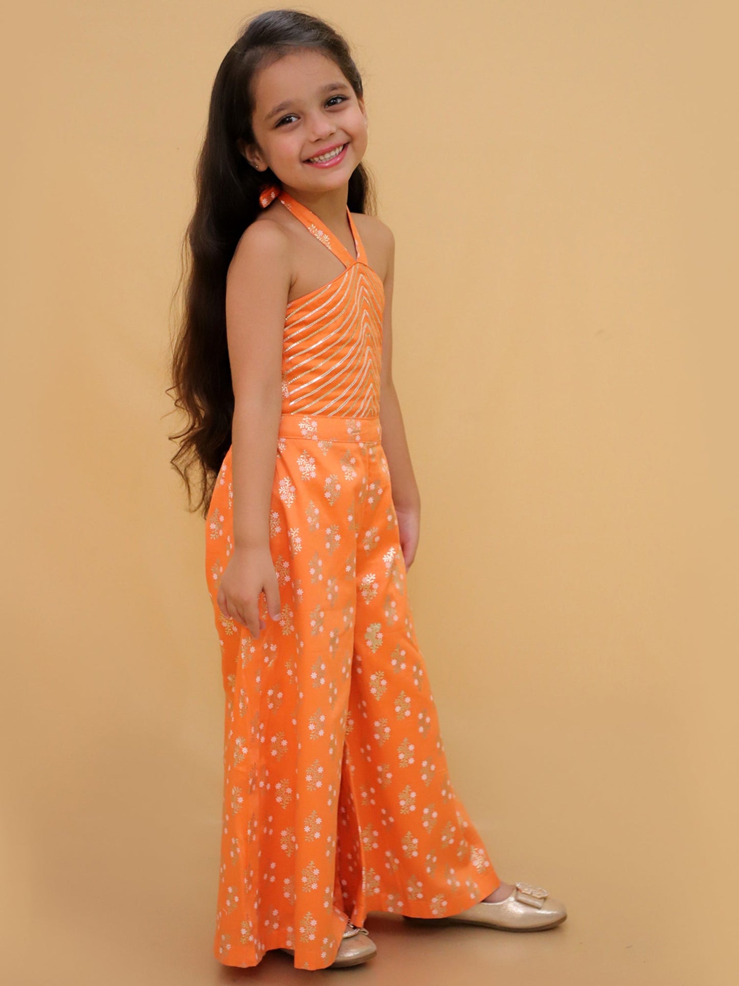 Mehfil Orange Stylish Jumpsuit For Girls