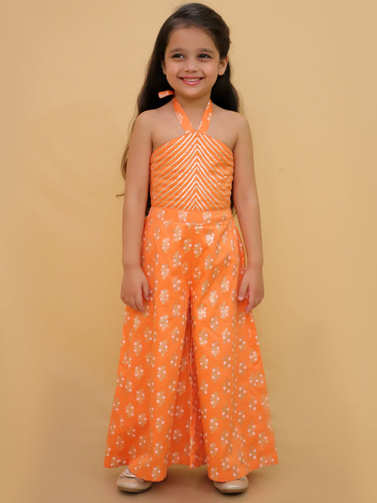 Mehfil Orange Stylish Jumpsuit For Girls