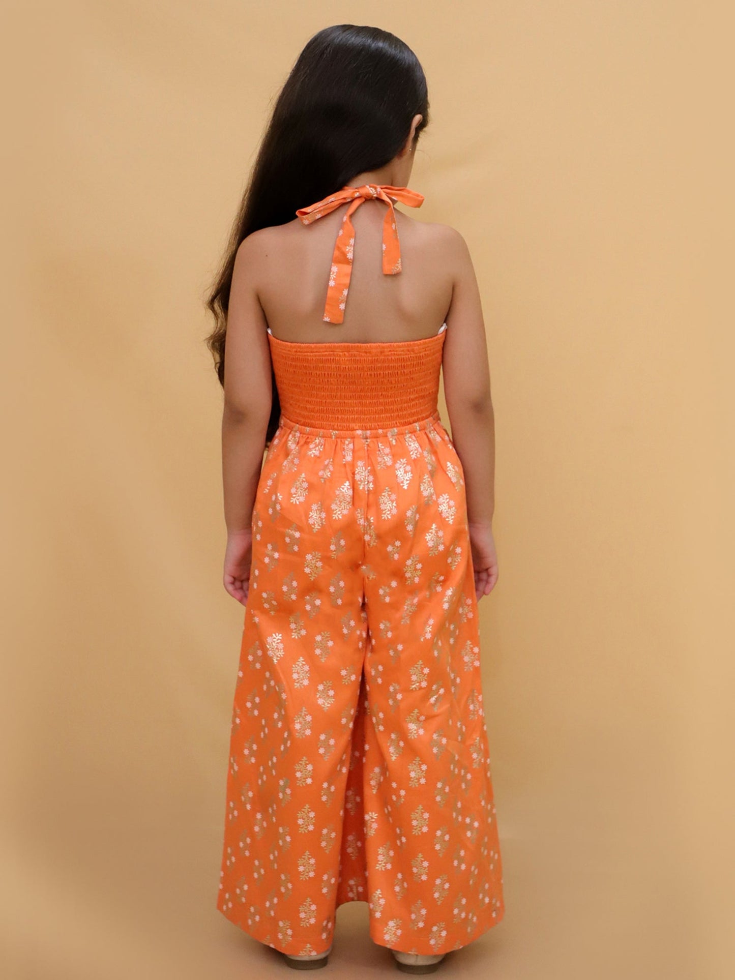 Mehfil Orange Stylish Jumpsuit For Girls