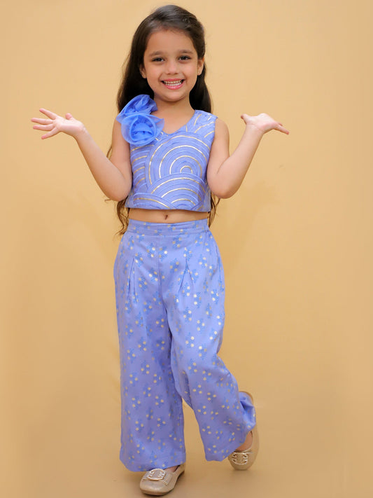 Bollywood tadka Blue Stylish Top and Pant Set For Girls