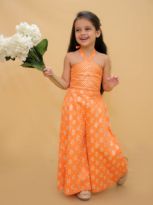 Mehfil Orange Stylish Jumpsuit For Girls