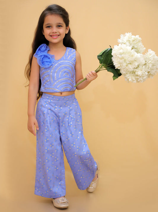 Bollywood tadka Blue Stylish Top and Pant Set For Girls