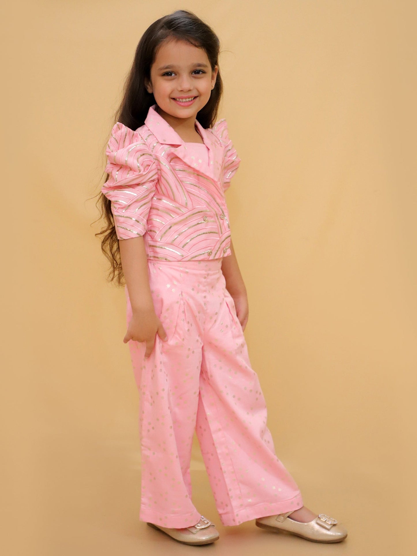 Bollywood Tadka Pink Stylish Jacket and Pant With Bustier Set For Girls