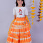 Marigold Magic Girls Orange Lehanga And White Choli With Dupatta Ethnic Set