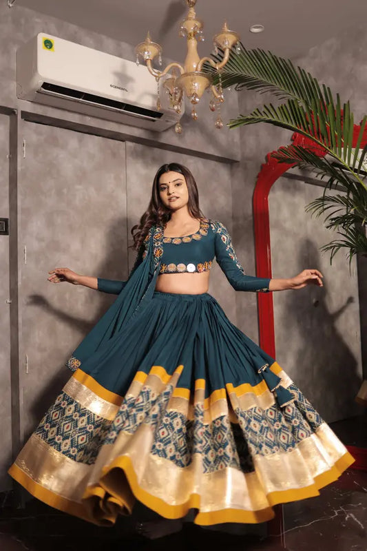 Raas | Rama ChaniyaCholi with Mirror Work