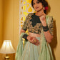 Dark Green Silk & Tissue Bridal Lehenga