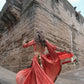 Raas | Orange Mirror Work Chaniyacholi