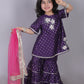 Zarqa Girls Purple Kurta With Sharara Set