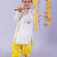 Marigold Magic White Boys Cotton Kurta And Yellow Dhoti Ethnic Set