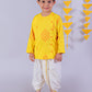 Marigold Magic Yellow Boys Cotton Kurta And White Dhoti Ethnic Set