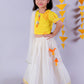 Marigold Magic Girls White Lehanga and Yellow Choli with Dupatta Ethnic Set