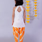 Marigold Magic White Girls Cotton Kurta And Orange Dhoti Ethnic Set