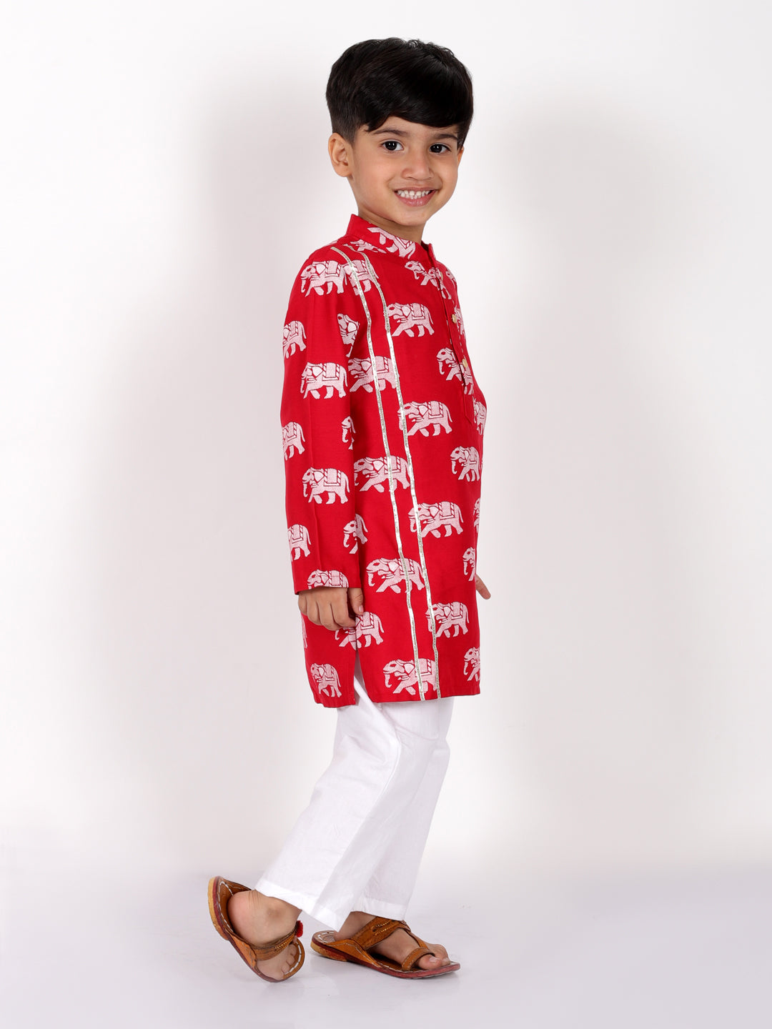 Trunk Tales Boys Red Kurta with Pant Set