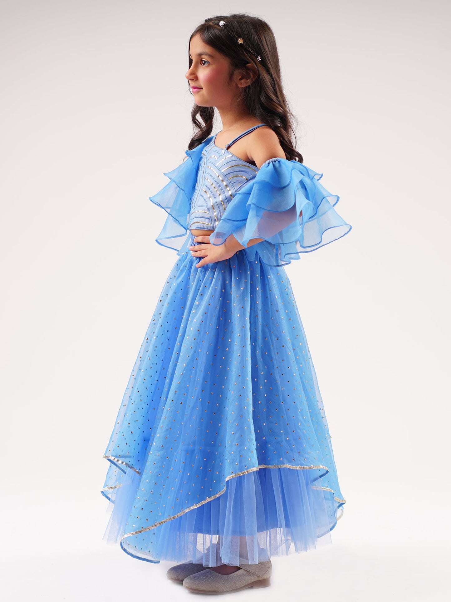 Bollywood Tadka Blue Ghagra Choli Set For Girls