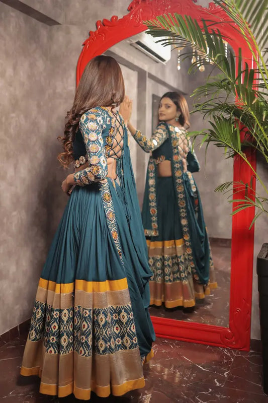 Raas | Rama ChaniyaCholi with Mirror Work