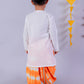 Marigold Magic White Boys Cotton Kurta And Orange Dhoti Ethnic Set