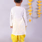 Marigold Magic White Boys Cotton Kurta And Yellow Dhoti Ethnic Set