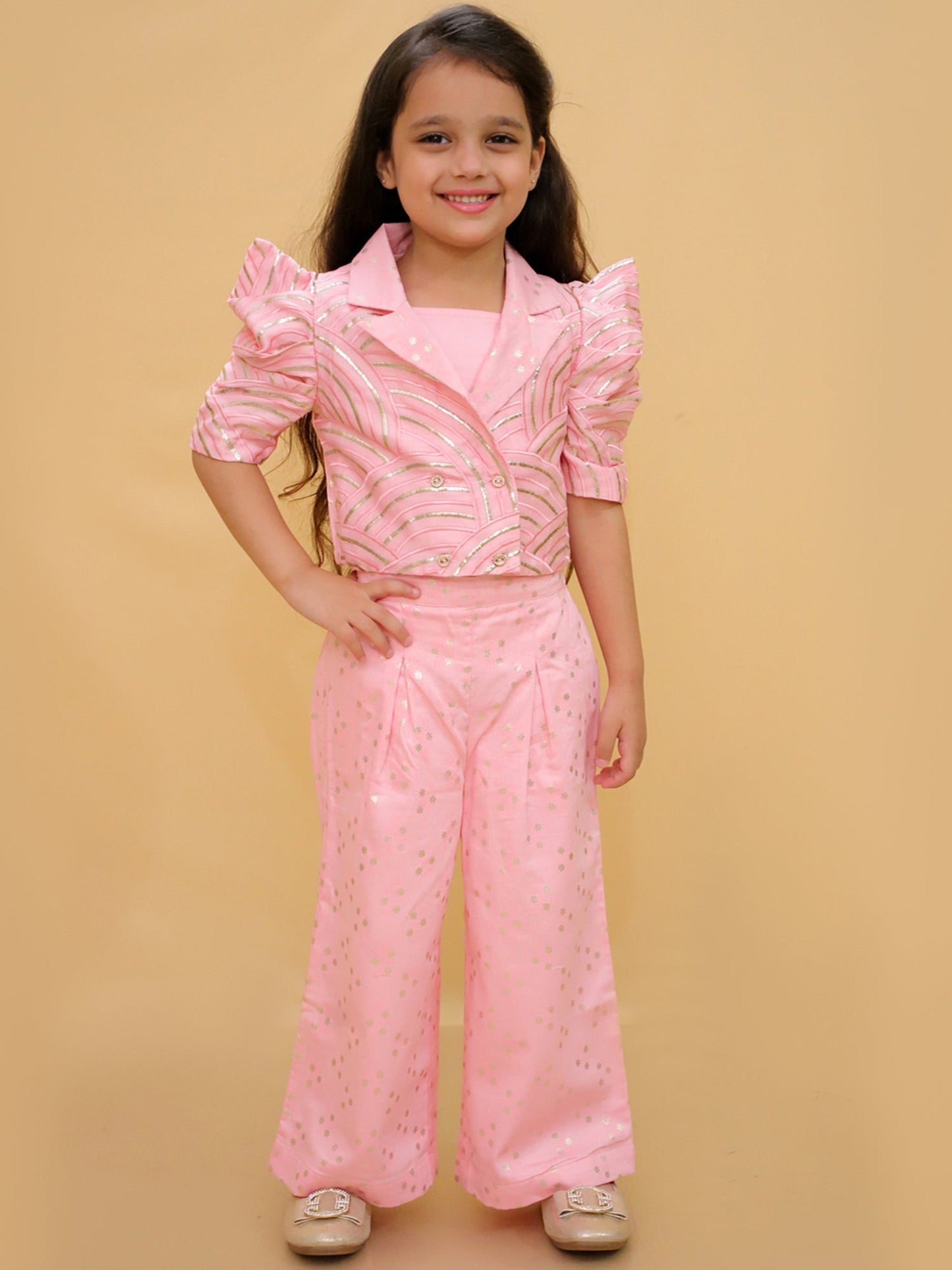 Bollywood Tadka Pink Stylish Jacket and Pant With Bustier Set For Girls