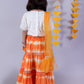 Marigold Magic Girls Orange Lehanga And White Choli With Dupatta Ethnic Set