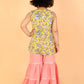 Girls Stylish Folklore Printed Kurta With Sharara Set
