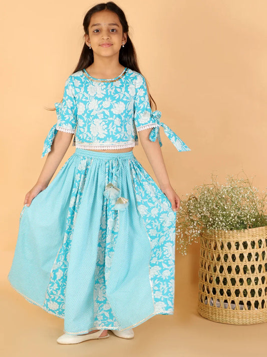 Girls Stylish Folklore Printed Ghaghara Choli Set