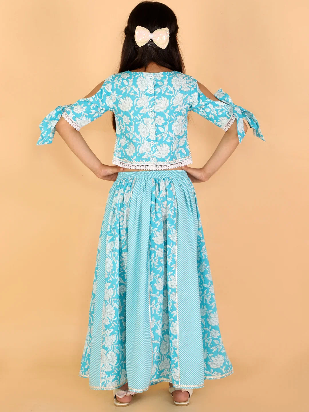Girls Stylish Folklore Printed Ghaghara Choli Set