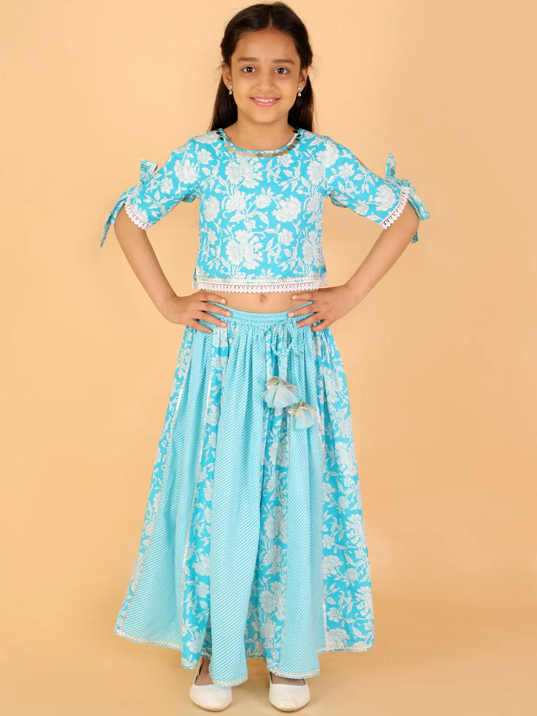 Girls Stylish Folklore Printed Ghaghara Choli Set