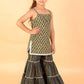 Girls Stylish Folklore Print Kurta With Sharara Set