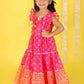 Girls printed chanderi lurex maxi