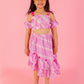Girls Fusion Tie & Dye Tiered Skirt with Ballon Top