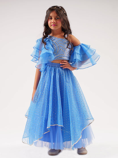 Bollywood Tadka Blue Ghagra Choli Set For Girls