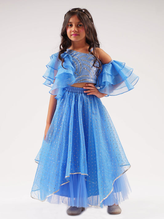 Bollywood Tadka Blue Ghagra Choli Set For Girls