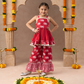 Trunk Tales Girls Red Kurta with Sharara set