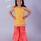 Girls Printed Chanderi Lurex Kurta Sharara Set