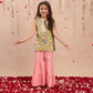Girls Stylish Folklore Printed Kurta With Sharara Set