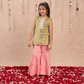 Girls Stylish Folklore Printed Kurta With Sharara Set