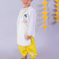 Marigold Magic White Boys Cotton Kurta And Yellow Dhoti Ethnic Set