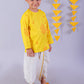 Marigold Magic Yellow Boys Cotton Kurta And White Dhoti Ethnic Set