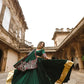 Raas | Mirror Work Green Chaniyacholi