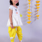 Marigold Magic White Girls Cotton Kurta And Yellow Dhoti Ethnic Set