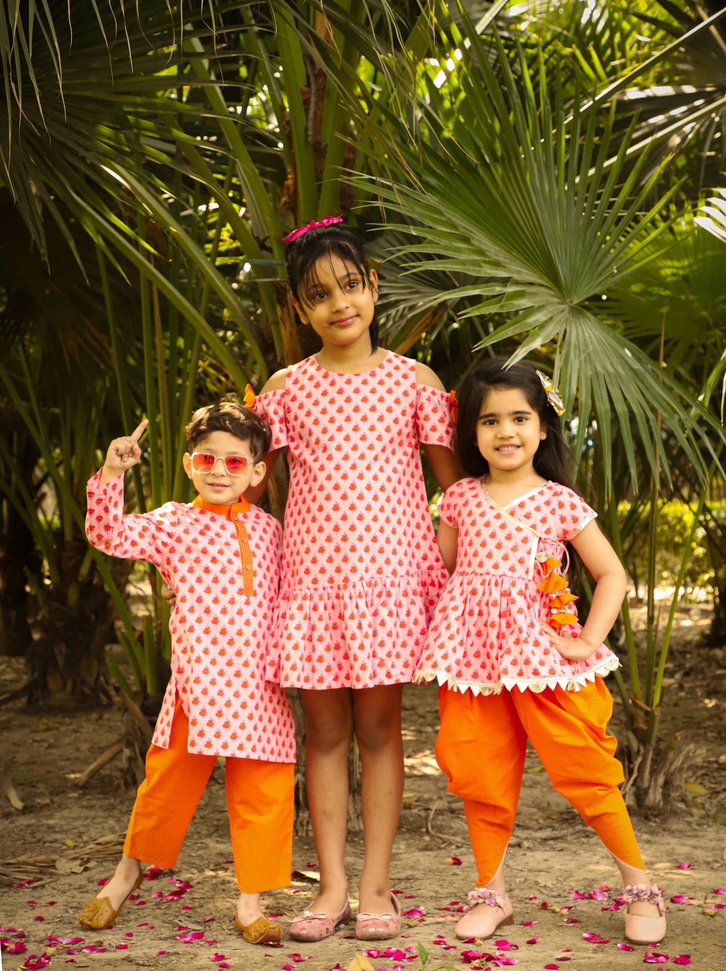 Boys stylish Folklore print cotton kurta with pyjama set