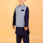 Boys Stylish Folklore Cotton Kurta Pyjama With Printed Jacket Set