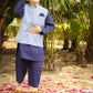 Boys Stylish Folklore Cotton Kurta Pyjama With Printed Jacket Set