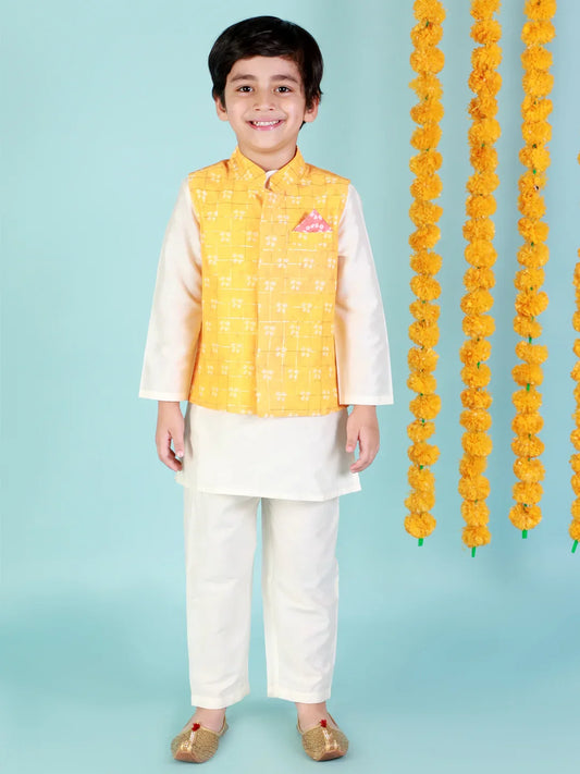 Boys Kurta Pyjama With Jacket Set