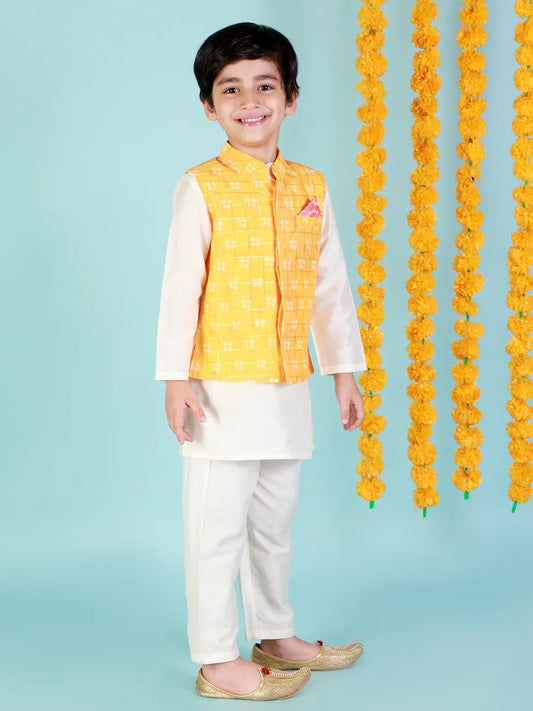 Boys Kurta Pyjama With Jacket Set