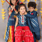 Boys jamavar printed kurt pyjama with jacket set