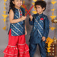 Boys jamavar printed kurt pyjama with jacket set