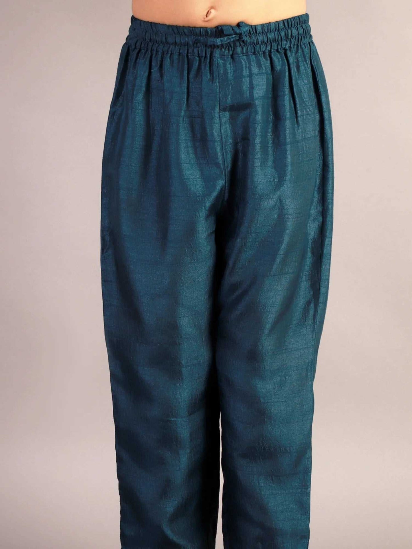 Boys jamavar printed kurt pyjama with jacket set