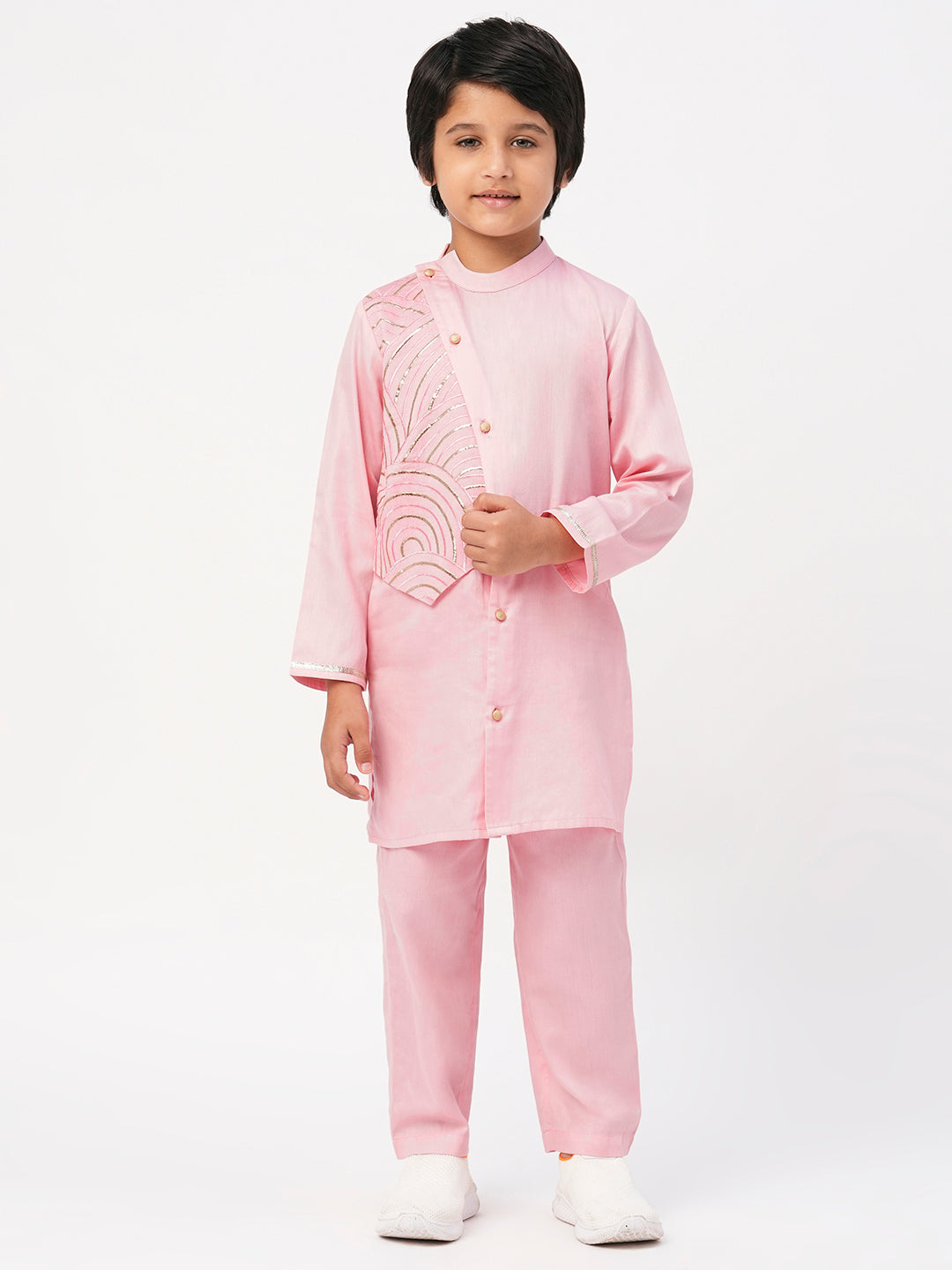 Bollywood Tadka Pink Kurta Pant Set For Boys